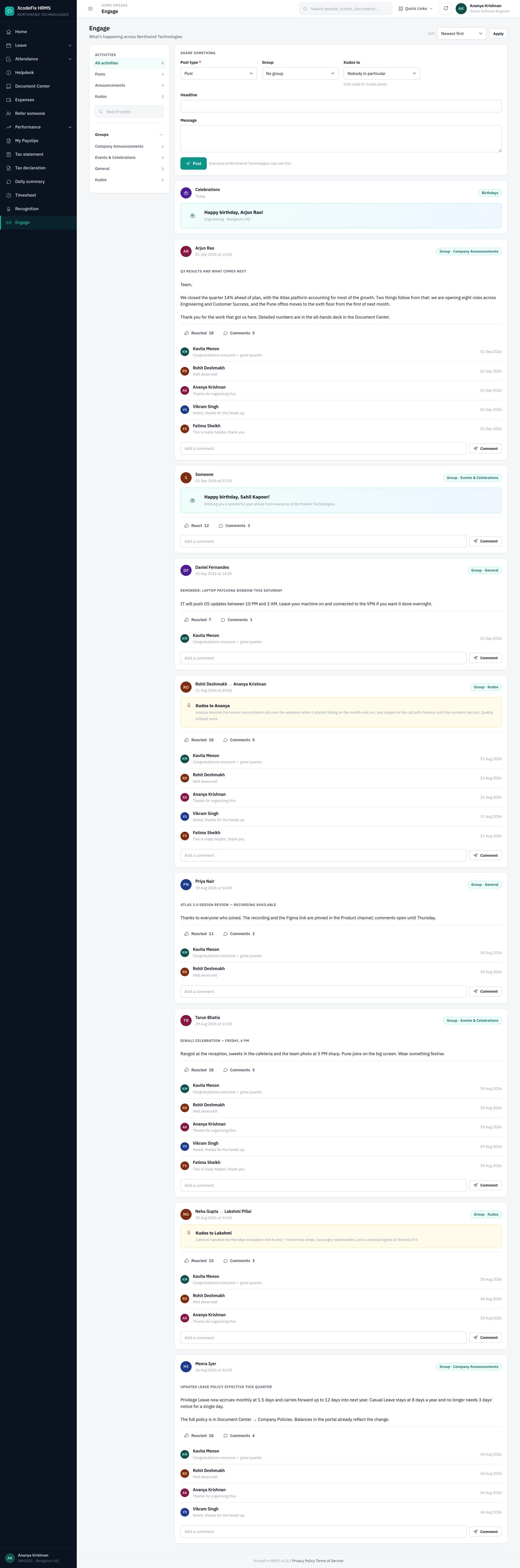 The Engage feed