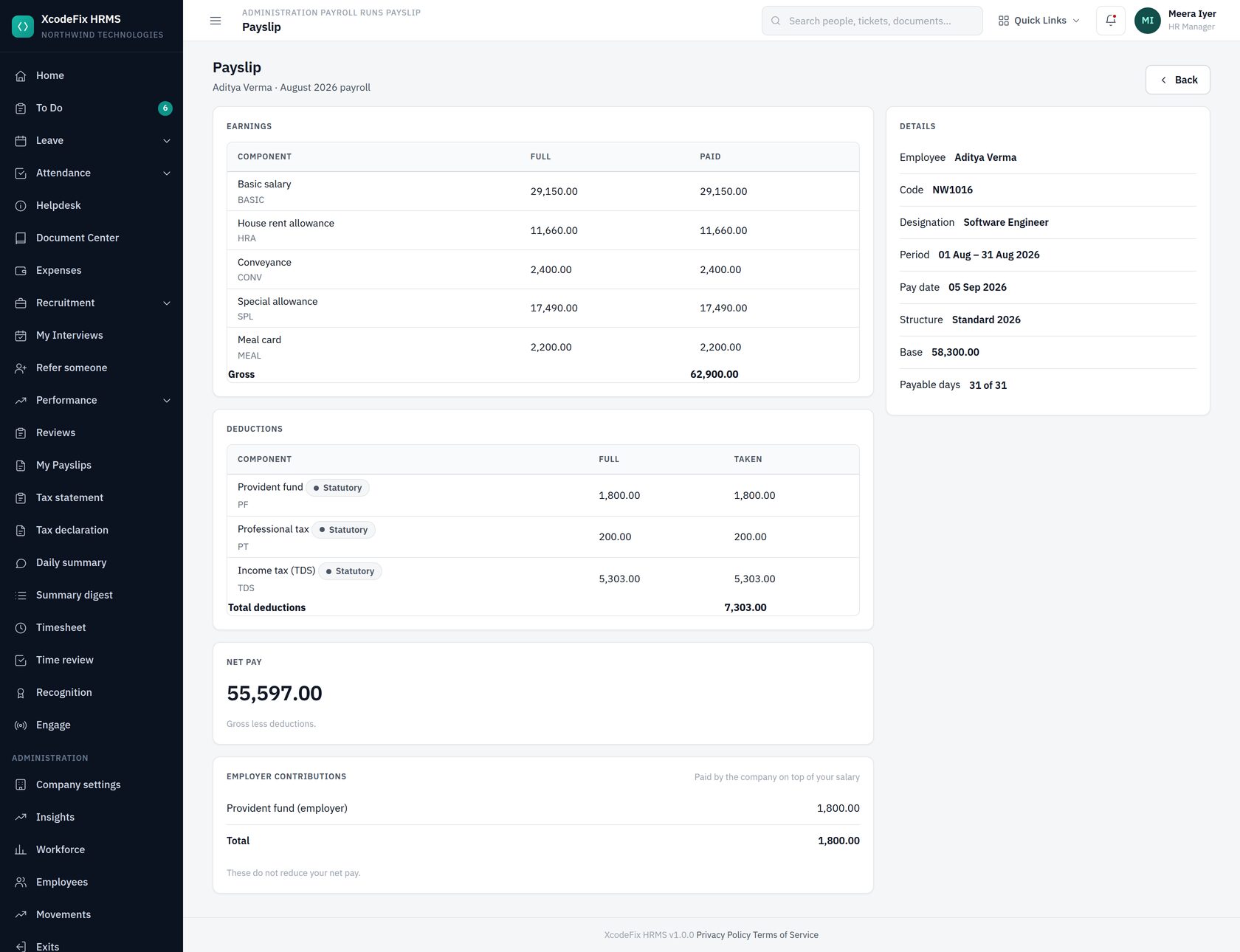 A payslip